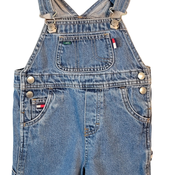 Tommy Hilfiger Vintage Medium Wash Denim Jean Overall Bibs Unisex - Picture 3 of 16